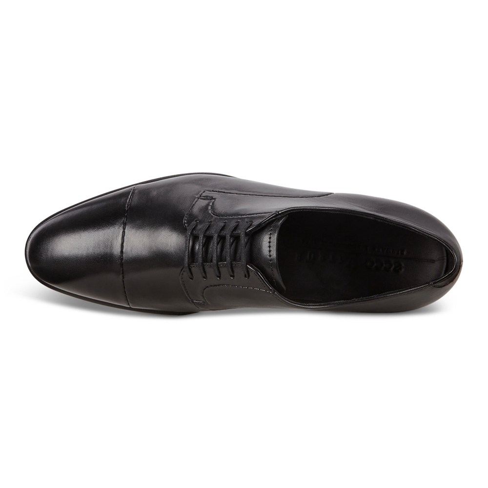 ECCO Mens Derby Shoe Black - Vitrus Mondial Cap-Toes - KMH-456790